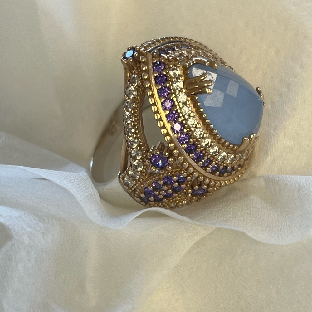 Sterling Silver 925 Quartz Handmade Ring size 8